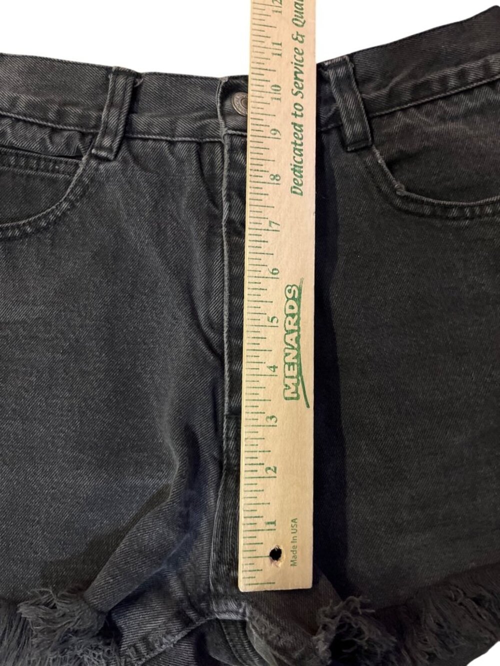 Vintage Jordache Black Denim Shorts Raw Hem Juniors 7/8 Used Y2K - Picture 8 of 14